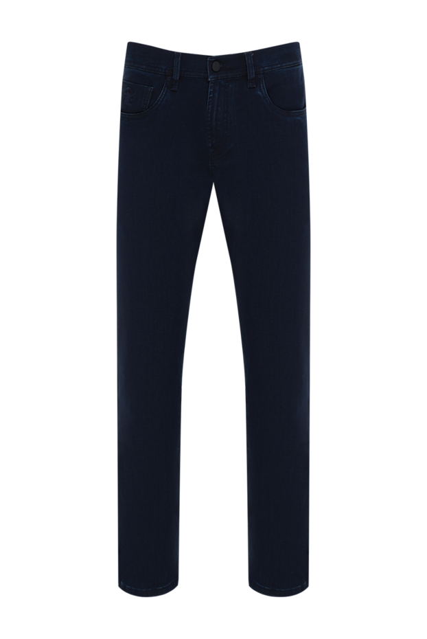 Scissor Scriptor men's straight-leg dark blue jeans with a leather crocodile patch 184772 - photo 1