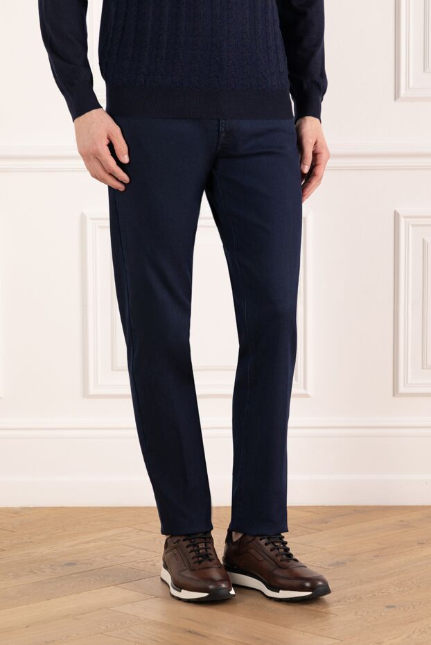 Scissor Scriptor men's straight-leg dark blue jeans with a leather crocodile patch 184772 - photo 3