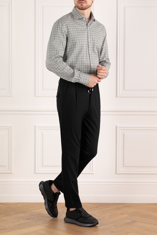 Scissor Scriptor men's black trousers with pintucks and cuffs 184780 - photo 2