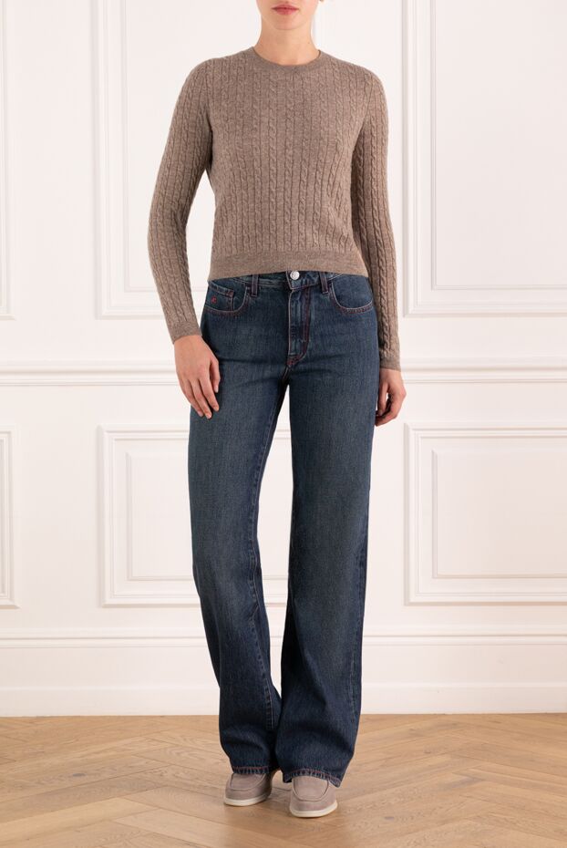 Jacob Cohen women's dark blue wide-leg jeans with red stitching
 184786 - photo 2