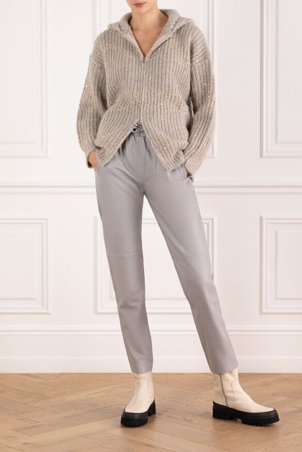 Max&Moi women's leather pants gray with tie 184793 - photo 2