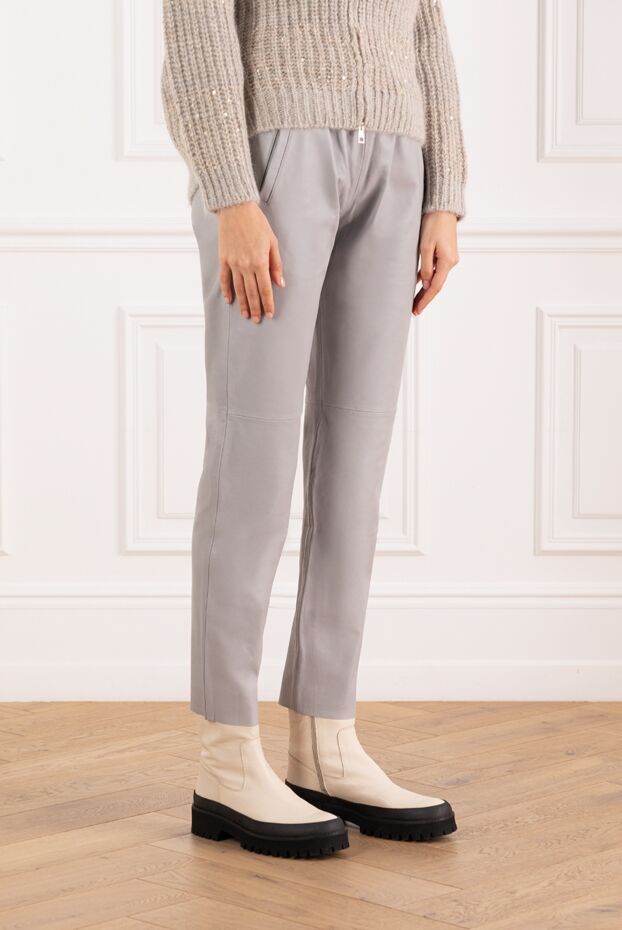 Max&Moi women's leather pants gray with tie 184793 - photo 3