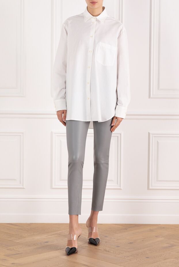 Max&Moi women's gray tight-fitting leggings made of genuine leather 184802 - photo 2