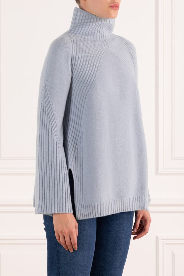 Max&Moi blue cashmere jumper for women with ribbing 184804 - photo 3