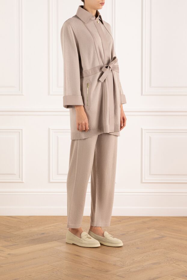 Max&Moi beige walking suit with contrasting leather stripes 184826 - photo 3
