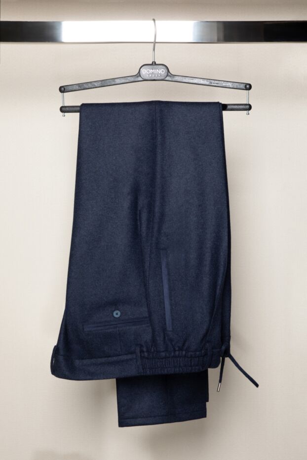 Cesare di Napoli men's blue wool trousers with pintucks 184830 - photo 2
