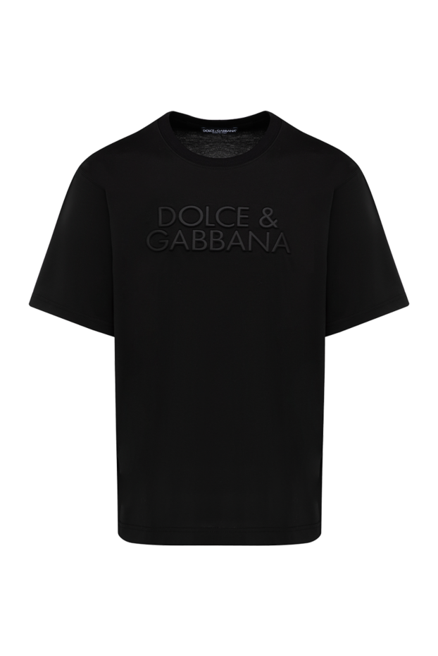 Dolce & Gabbana men's black straight-cut t-shirt with embroidered 3d logo 184858 - photo 1