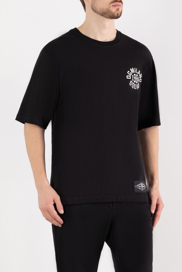 Dolce & Gabbana черная хлопковая футболка с логотипом dgmilano 1984 мужская 184859 - фото 3