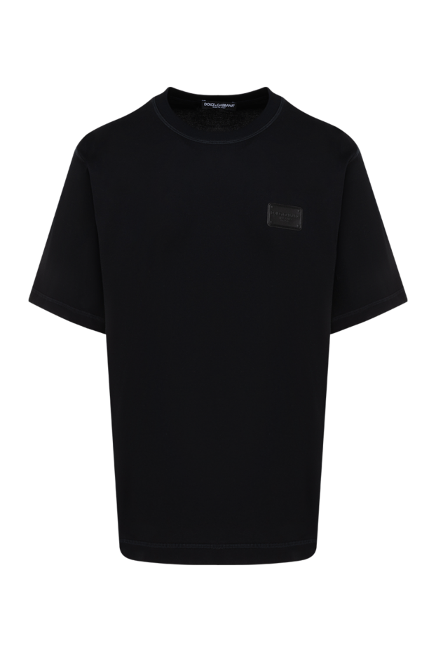 Dolce & Gabbana men's straight-cut cotton t-shirt with a logo on a leather insert 184860 - photo 1