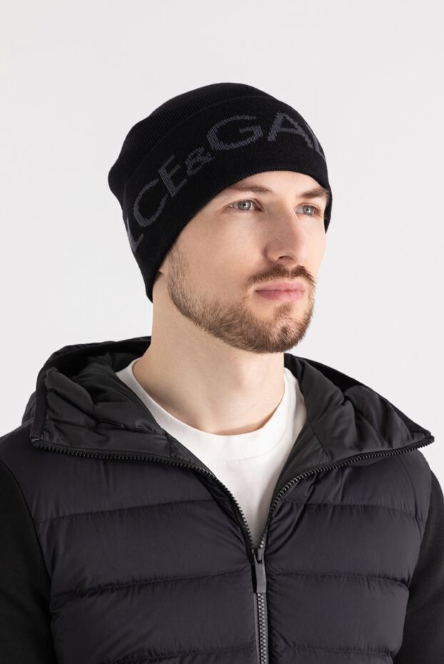 Dolce & Gabbana men's black knitted hat with logo 184864 - photo 2