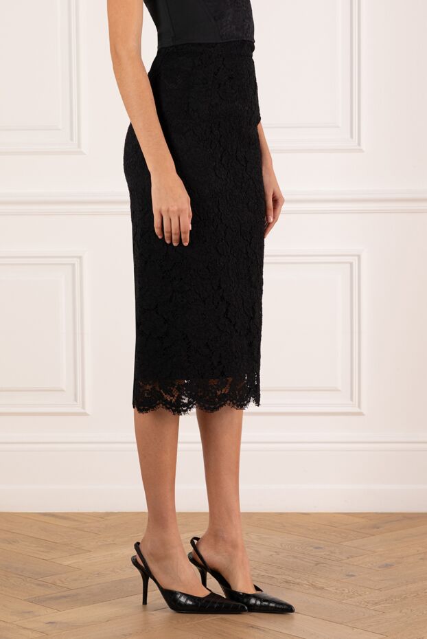 Dolce & Gabbana юбка миди из эластичного кружева черная 184871 - фото 3