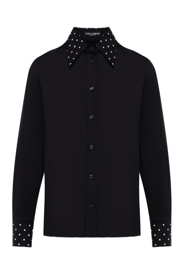 Dolce & Gabbana черная рубашка женская с воротником в горошек 184874 - фото 1