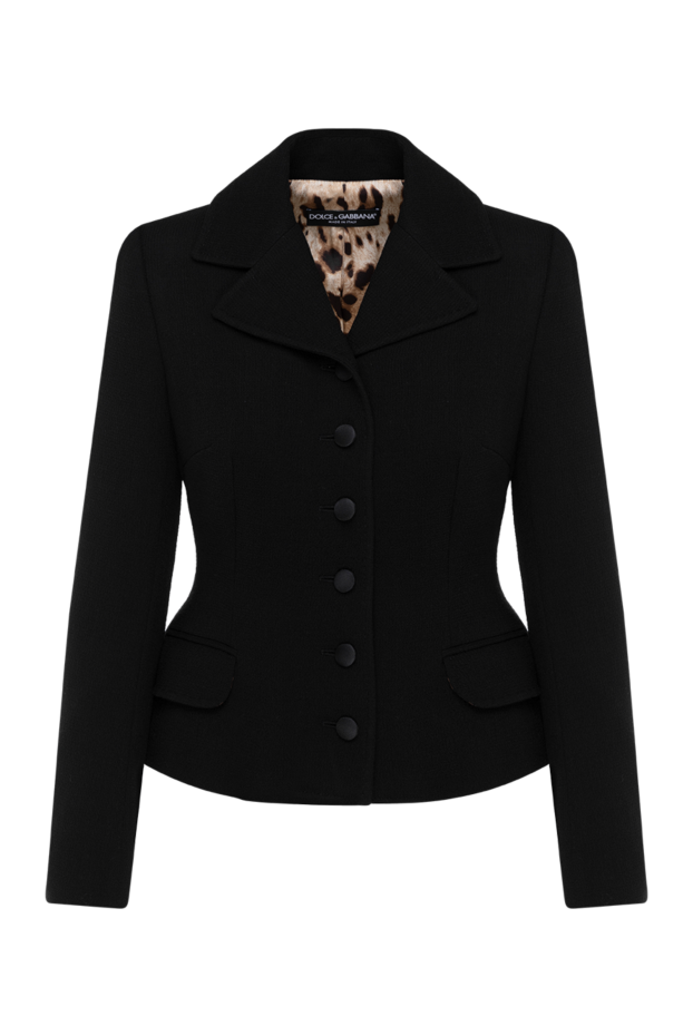 Women's black wool fitted jacket - photo 1