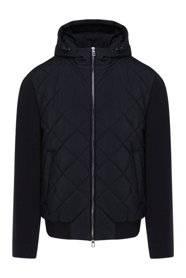 Loro Piana мужская синяя стеганая куртка с капюшоном и трикотажными рукавами 184915 - фото 1