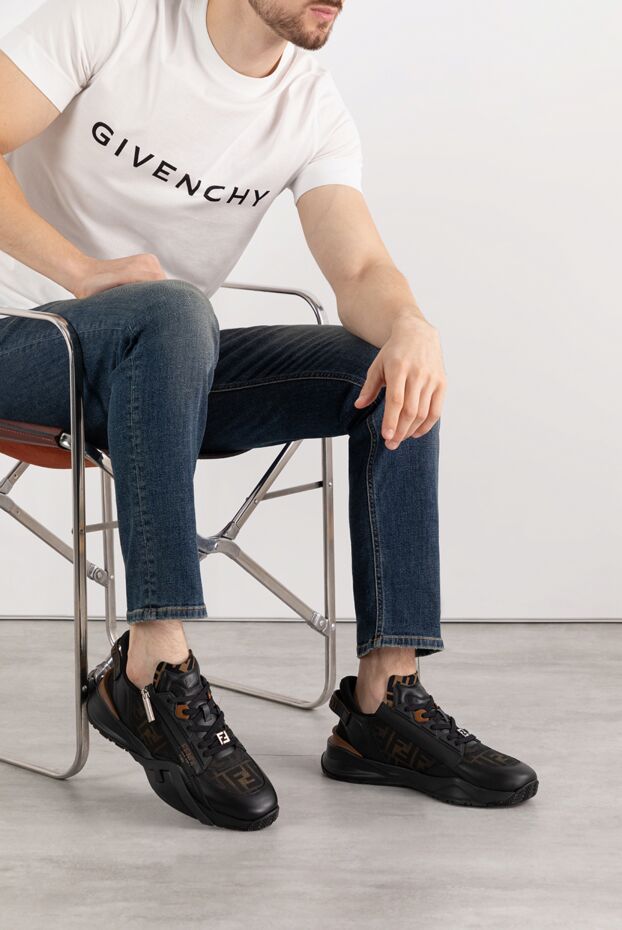 Fendi flow sneakers black with leather zipper 184929 - photo 2