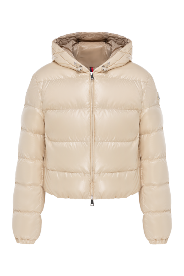 Moncler куртка женская бежевая с капюшоном теплая 184940 - фото 1