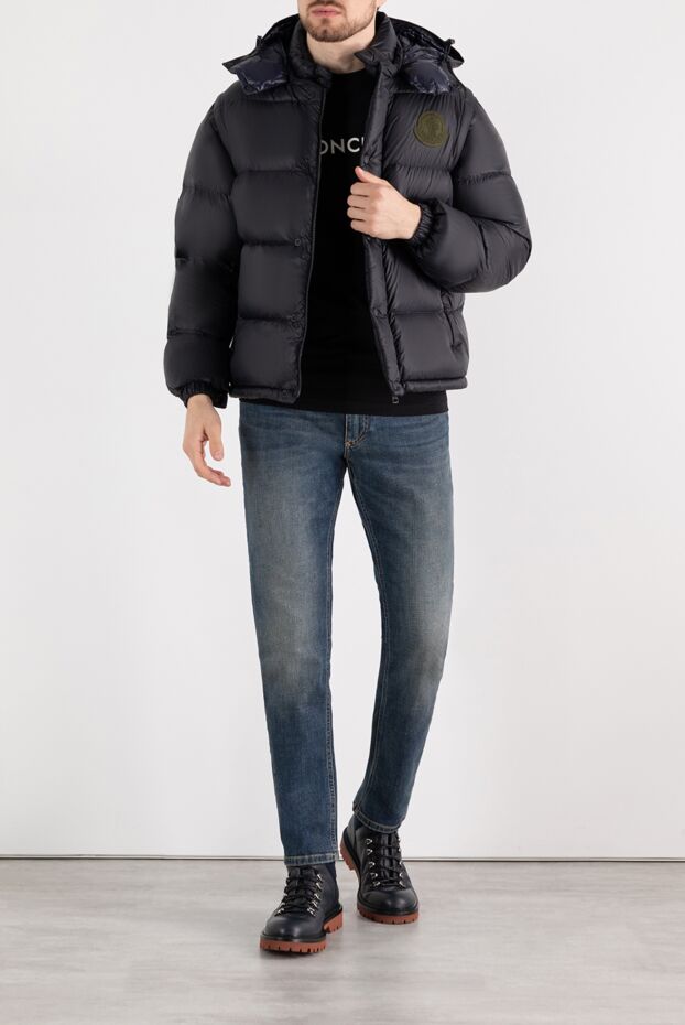 Moncler дутая куртка мужская черная с логотипом 184944 - фото 2