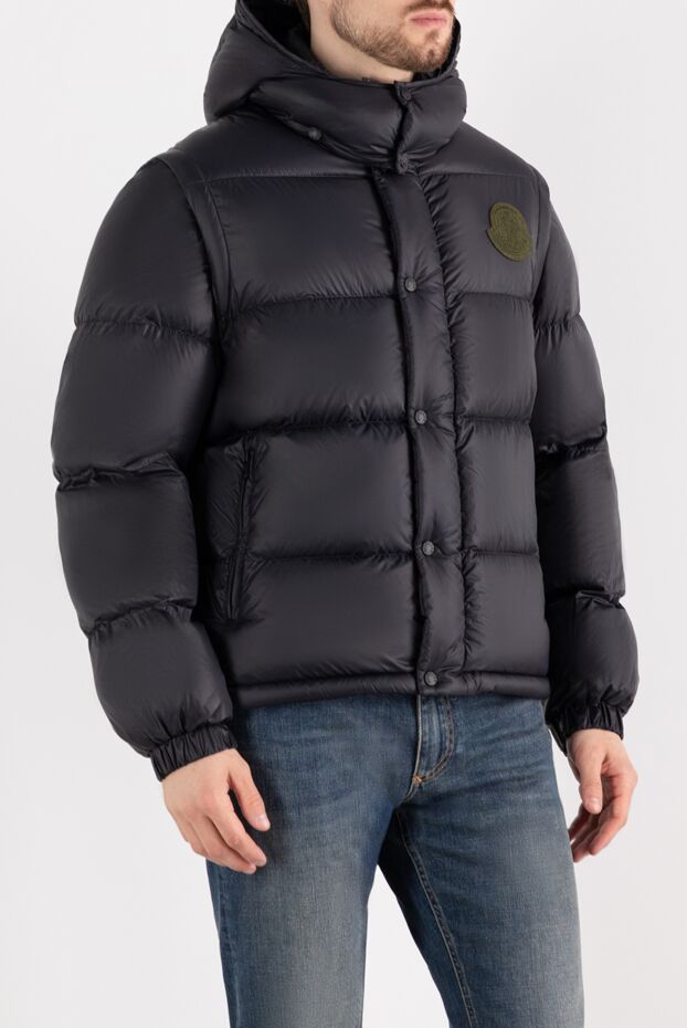 Moncler дутая куртка мужская черная с логотипом 184944 - фото 3