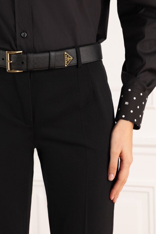 Women's belt with black leather logo. - photo 2
