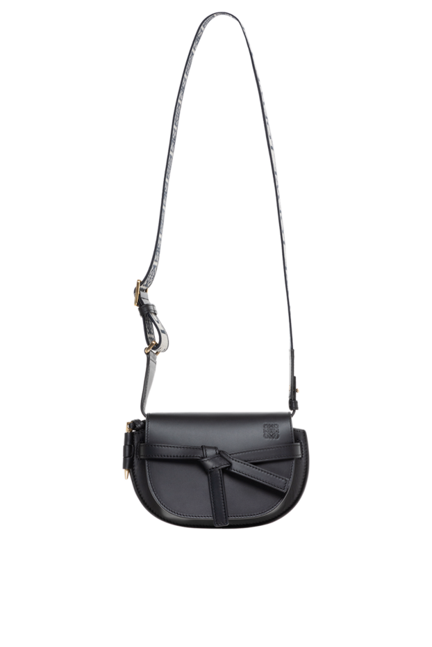 Loewe mini gate жұмсақ бұзау терісінен жасалған қос сөмке және жақкар қара түсті 184966 - фото 1