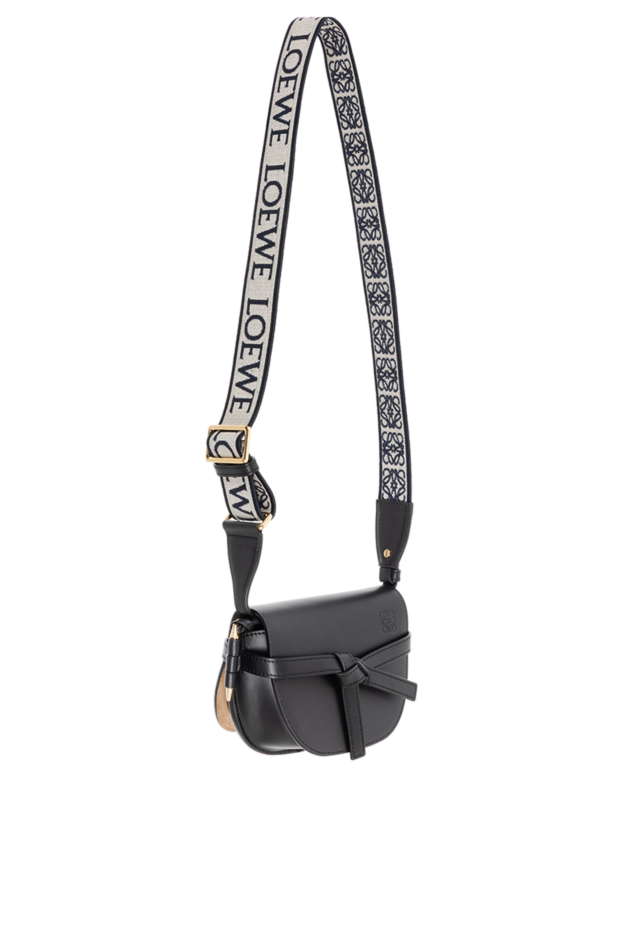 Loewe mini gate жұмсақ бұзау терісінен жасалған қос сөмке және жақкар қара түсті 184966 - фото 3