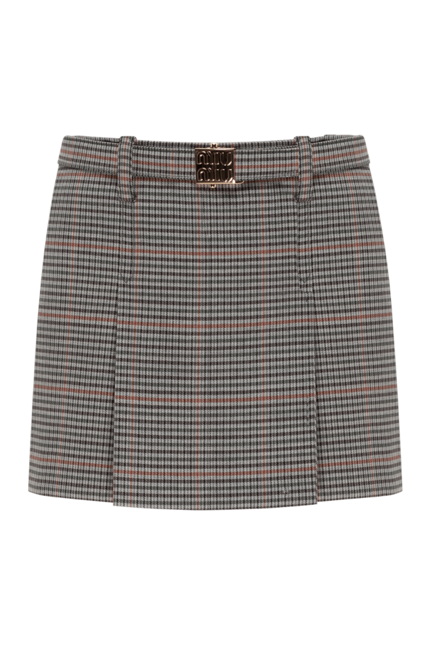 Miu Miu gray check wool skirt with belt 184972 - photo 1