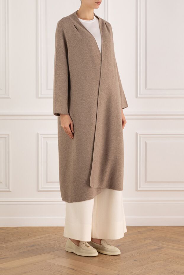 Interdee long beige women's cardigan made of wool and cashmere 185008 - photo 3