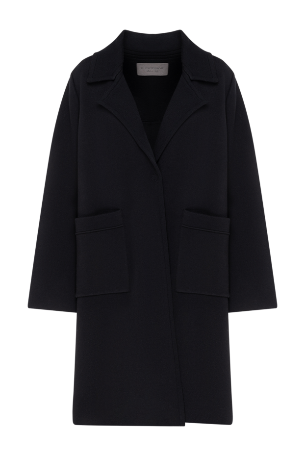 D.Exterior women's black wool, silk and cashmere coat with large patch pockets 185023 - photo 1