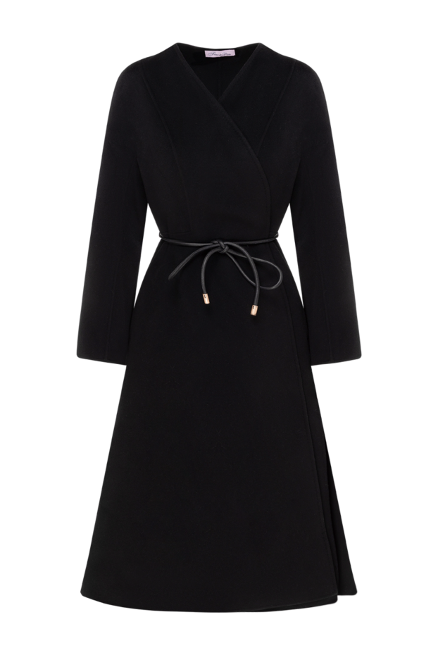 Fleur de Paris cashmere coat with a v-neck on a drawstring for women black 185028 - photo 1