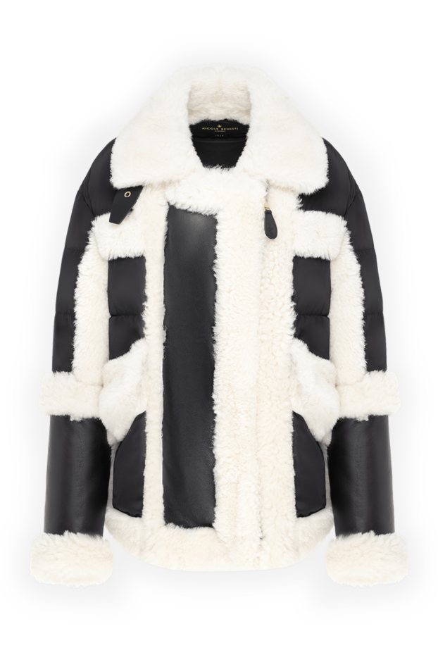 Nicole Benisti women's down jacket made of black leather, white fur and textiles 185085 - photo 1