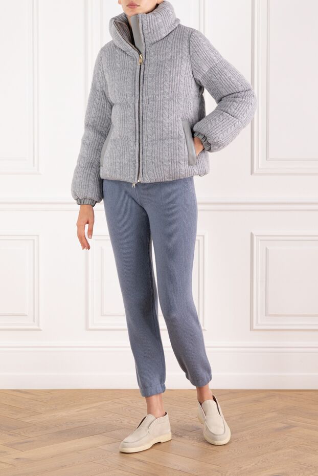 Nicole Benisti women's gray wool and cashmere down jacket with a high collar 185092 - photo 2