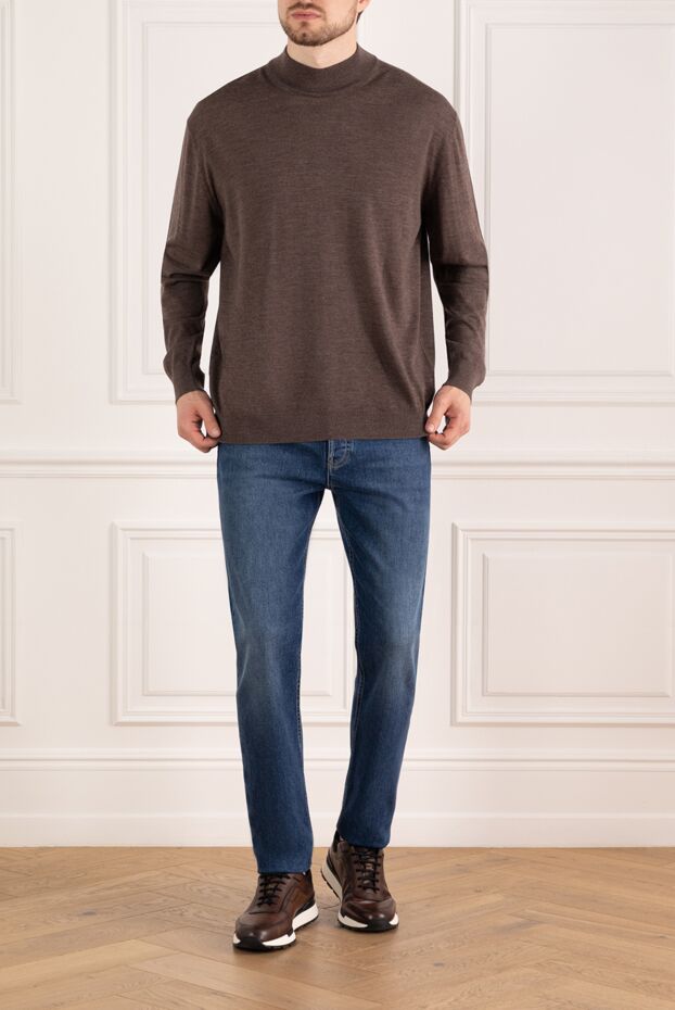 Brunello Cucinelli тозған әсері бар ерлердің көк джинсы 185114 - фото 2