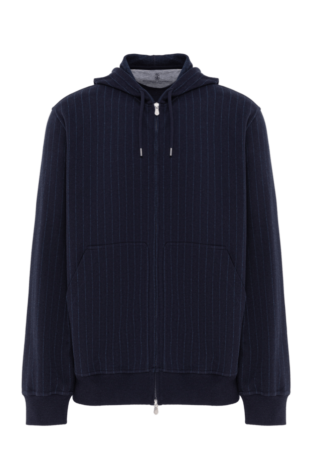 Brunello Cucinelli мужская кофта на молнии из хлопка кашемира и шерсти с капюшоном
185124 - фото 1