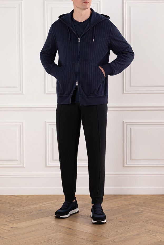 Brunello Cucinelli мужская кофта на молнии из хлопка кашемира и шерсти с капюшоном
 185124 - фото 2