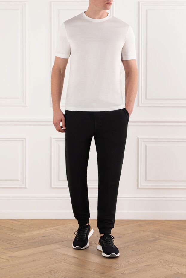 Brunello Cucinelli men's black sweatpants with elastic waistband and cuffs 185132 - photo 2