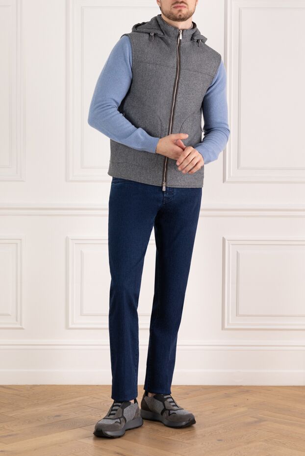 Lenoci men's wool vest with hood, gray 185161 - photo 2