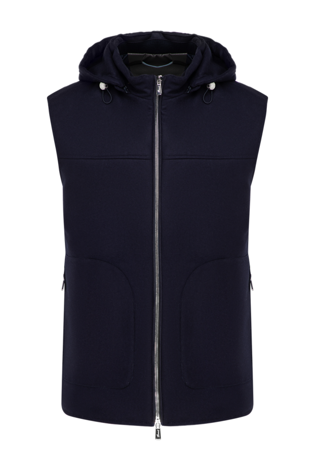 Lenoci men's wool vest with hood blue 185162 - photo 1