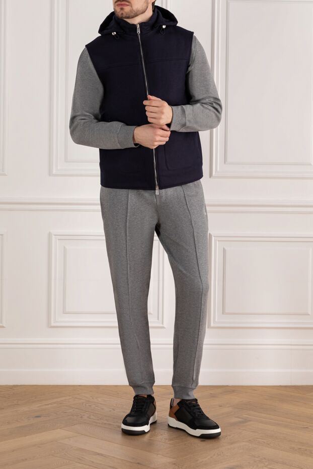 Lenoci men's wool vest with hood blue 185162 - photo 2