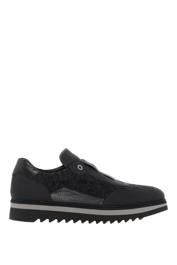 Christophe Auber black felt and leather sneakers for men 185172 - photo 1