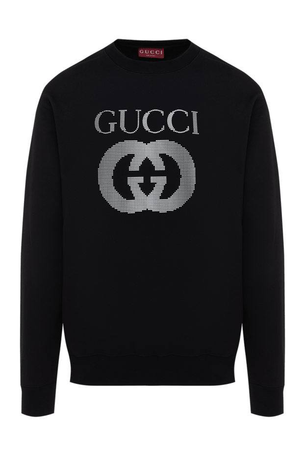 Gucci свитшот из хлопка черный с фирменным логотипом мужской 185210 - фото 1