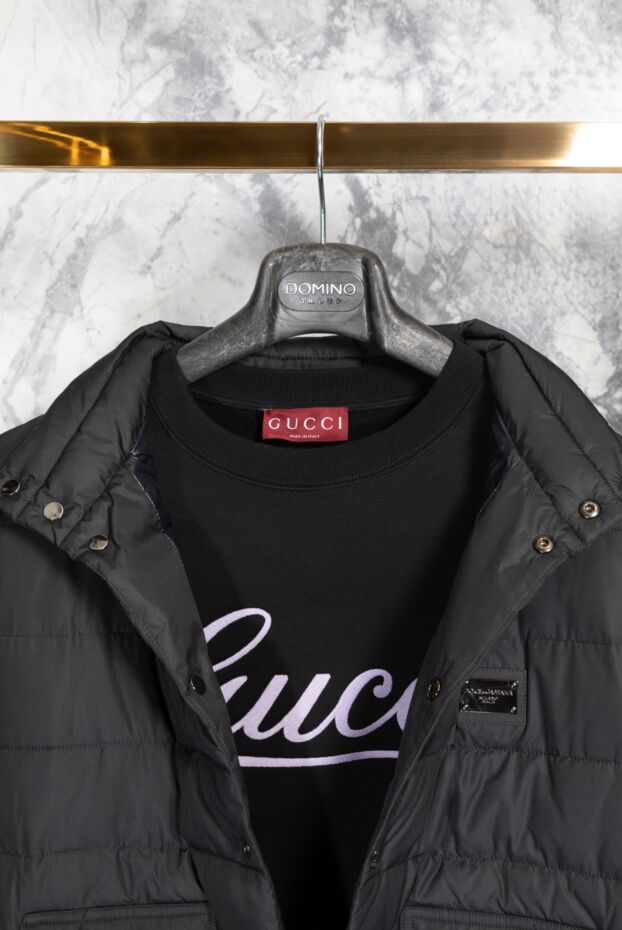 Gucci мужской свитшот черный с логотипом из хлопка 185211 - фото 2