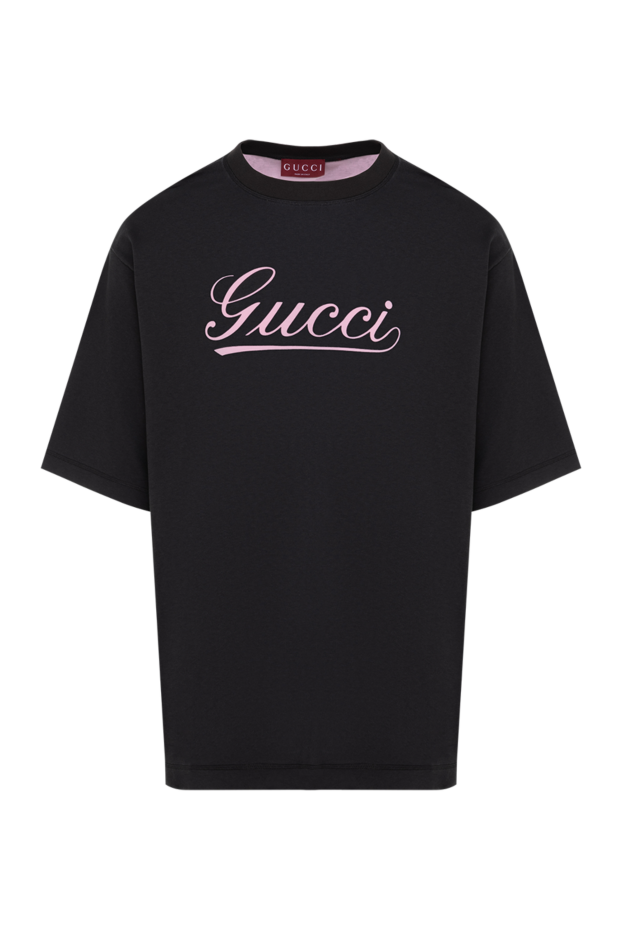Gucci футболка мужская черная оверсайз с логотипом 185212 - фото 1