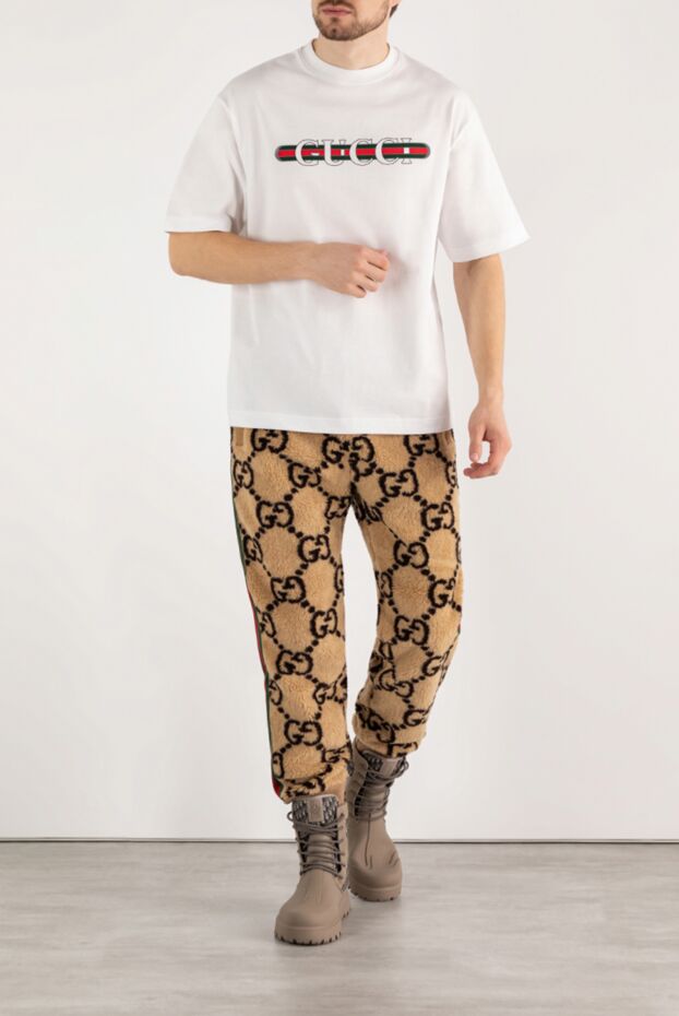 Gucci футболка белая мужская с логотипом из хлопка 185213 - фото 2