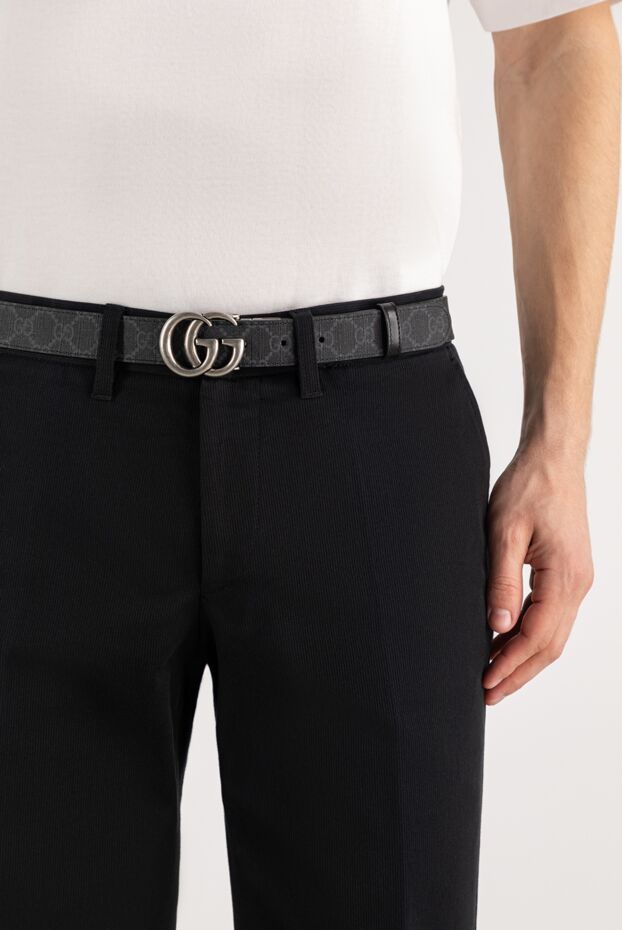 Gucci узкий двухсторонний ремень gg marmont серый 185217 - фото 3