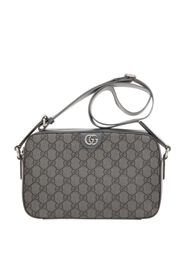 Gucci маленькая мужская сумка через плечо ophidia серая 185220 - фото 1