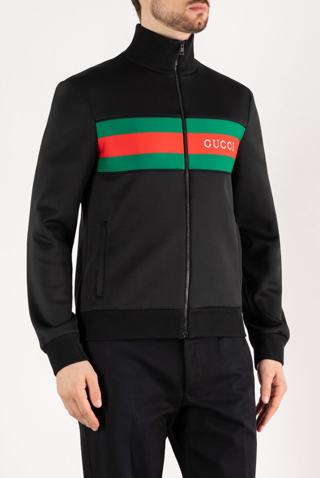 Gucci кофта спортивная черная с логотипом и лентой web 185228 - фото 3