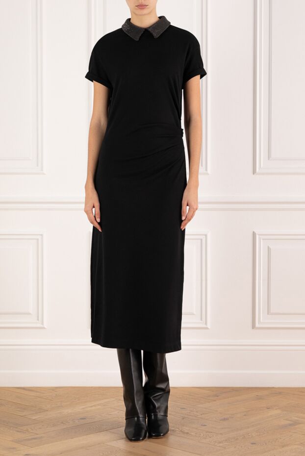 Brunello Cucinelli midi dress with sequins black 185235 - photo 2