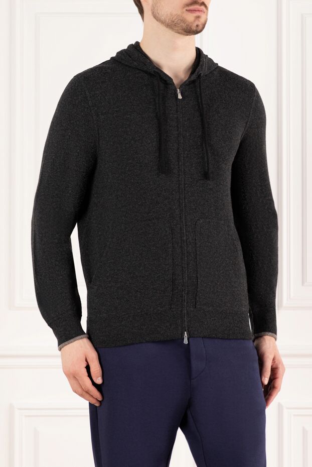 Barba Napoli gray men's hoodie with patch pockets 185239 - photo 3