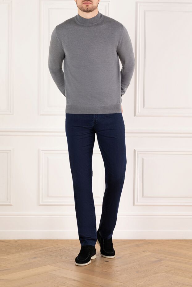 Cesare di Napoli long sleeve jumper for men, gray, wool 185250 - photo 2
