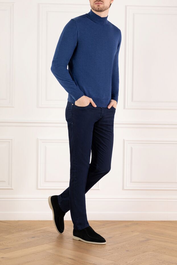 Cesare di Napoli long sleeve jumper for men, blue, wool 185251 - photo 2